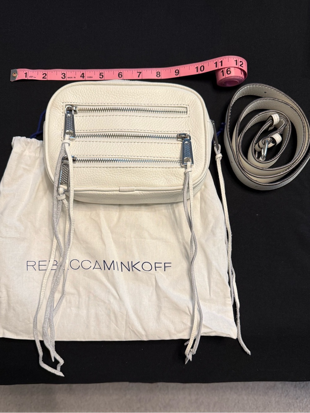 Rebecca Minkoff White Leather Double-Zip Belt Bag